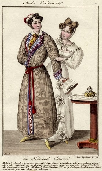 Fashion Plate 2 Modes Parisiennes from La Nouveaute Journal, 1825.